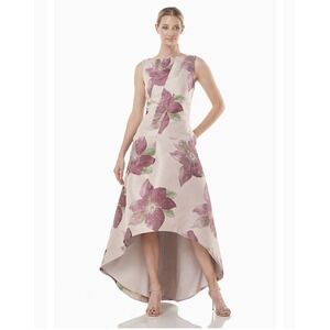 Kay Unger Palmer High Low Midi Gown Floral Purple Pink Evening Dress Size 16